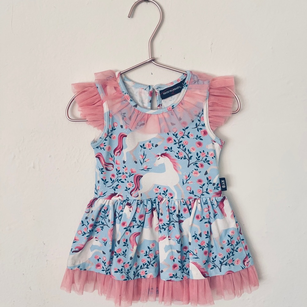 Rockyourbaby  lace collar baby blue dress size 6-12M